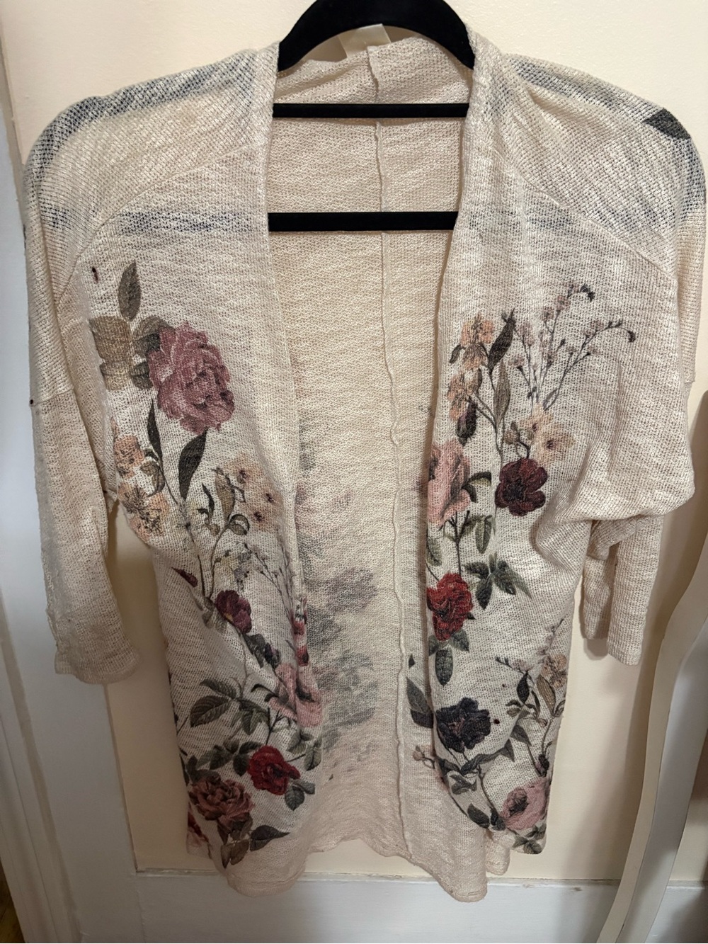Floral Open-Front Knit Cardigan
